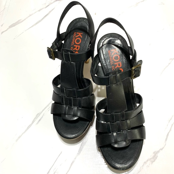 Michael Kors Black Leather Sandals US 7M - Picture 2 of 15